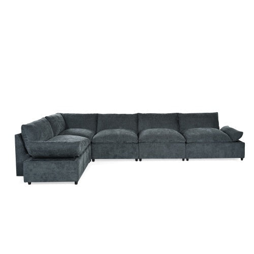 Canapé d'angle modulaire gris foncé avec rangement