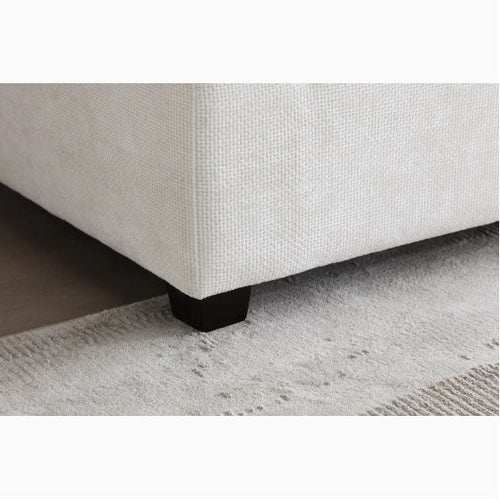 Canapé d'angle modulaire en lin avec pouf convertible