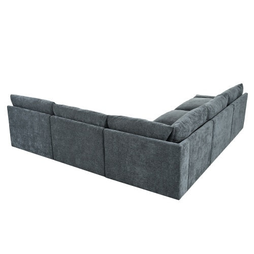 Canapé d'angle modulaire gris foncé avec rangement