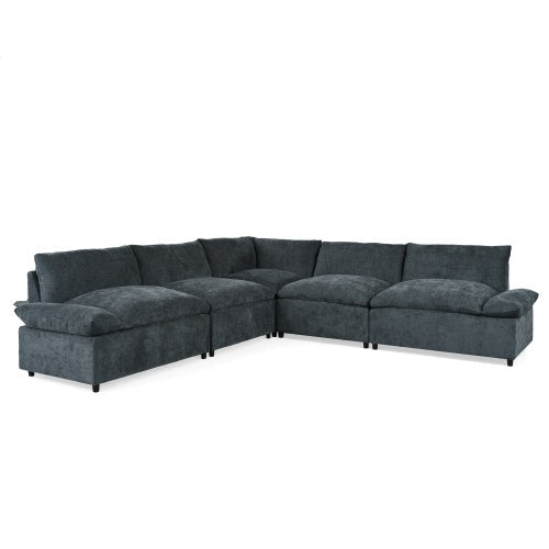 Canapé d'angle modulaire gris foncé avec rangement