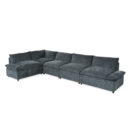 Canapé d'angle modulaire gris foncé avec rangement
