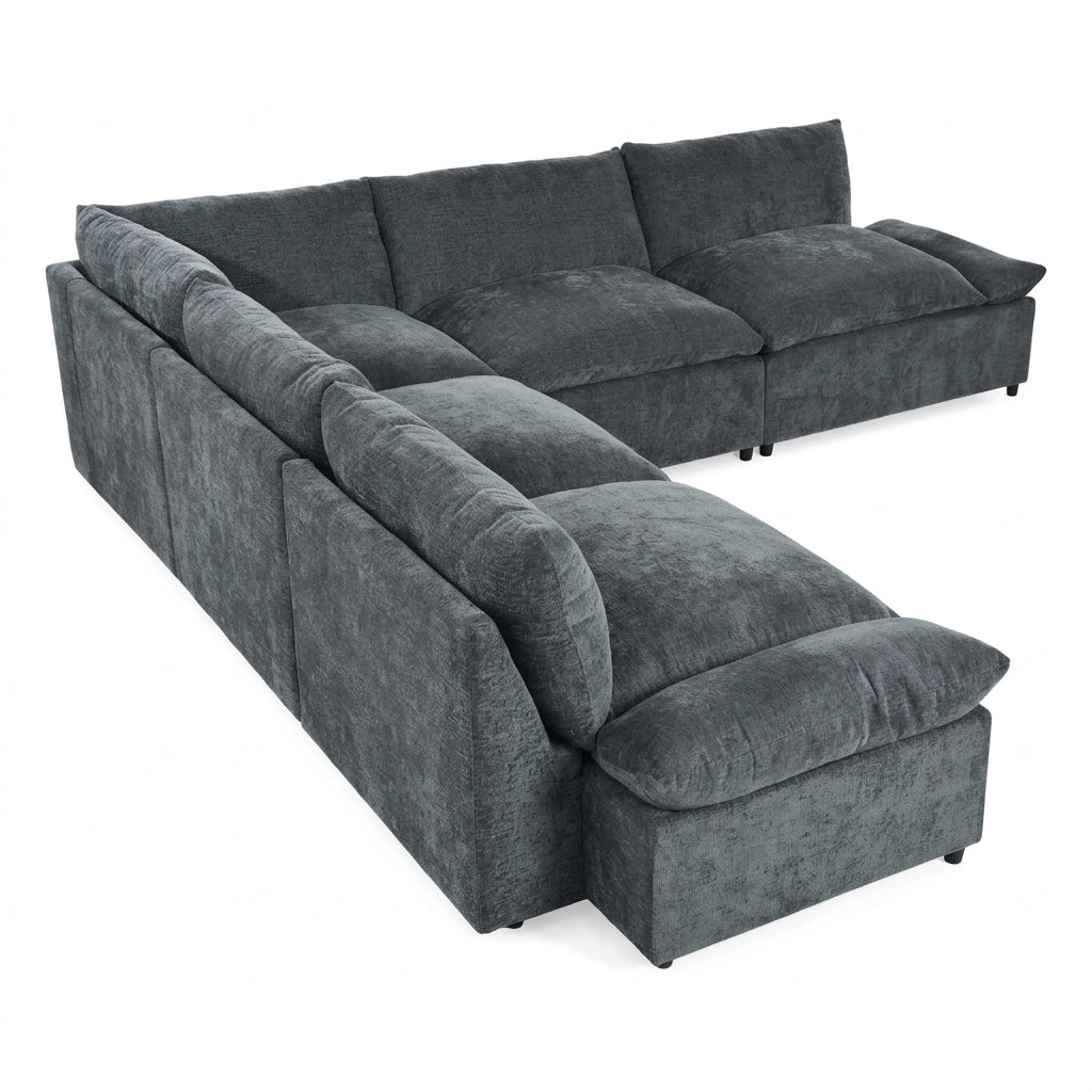 Canapé d'angle modulaire gris foncé avec rangement