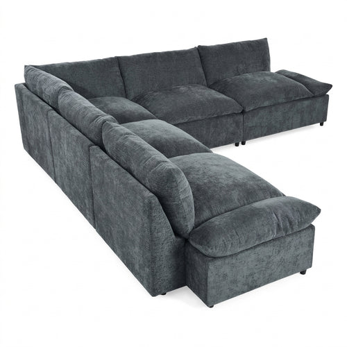 Canapé d'angle modulaire gris foncé avec rangement